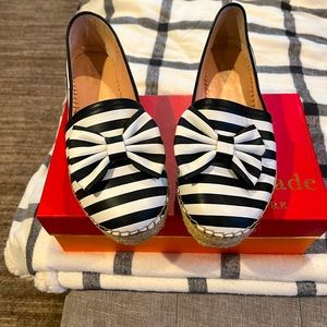 Kate Spade Black & White strip espadrille. Worn only a couple of times.